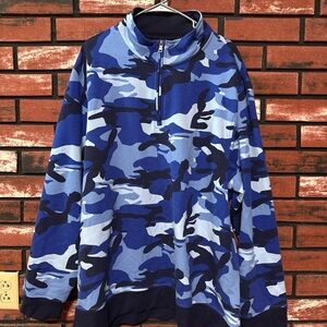 Club Room Navy and blue camo pullover quarter zip sweatshirt